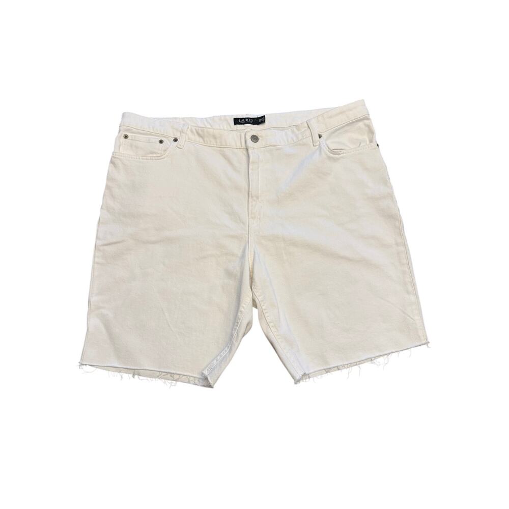 Lauren Ralph Lauren Denim Raw Hem Shorts Women’s Sz 22W White High Waist Bermuda